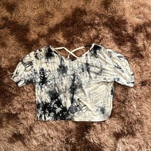 black and white tie-dye crop top